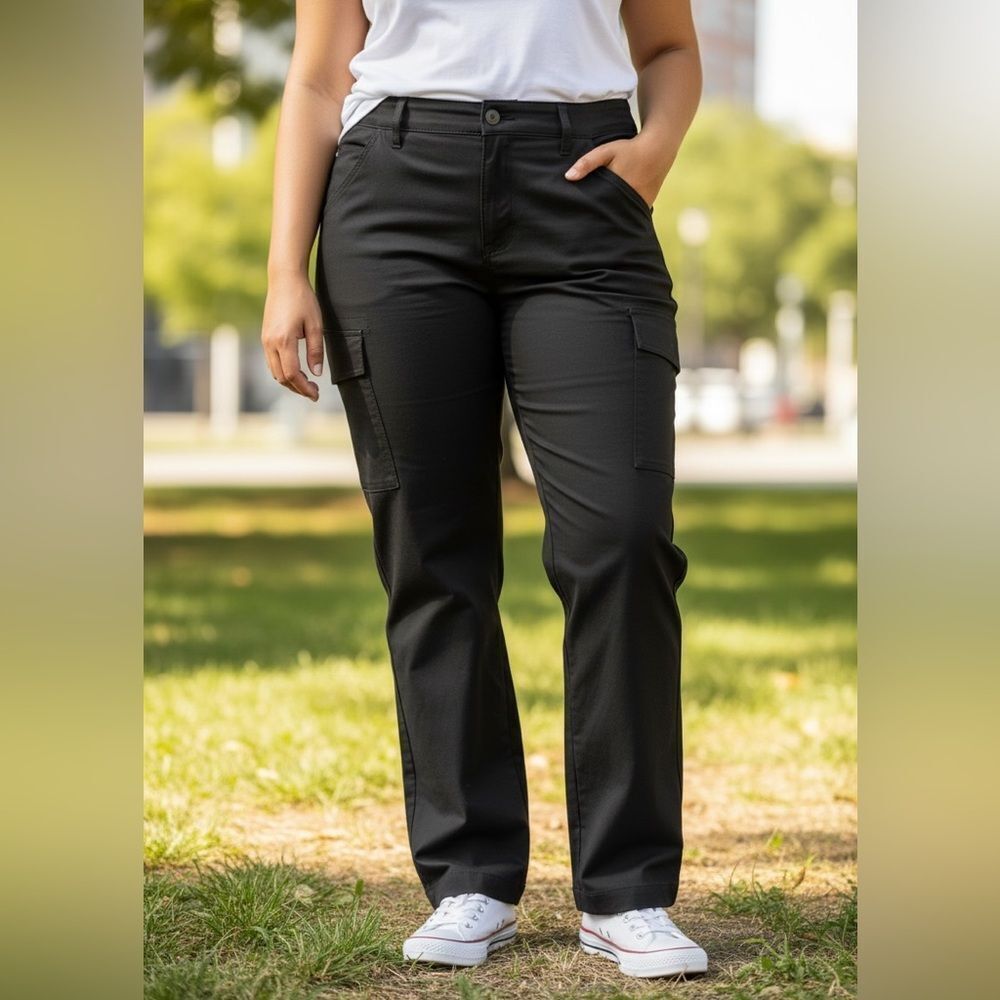 NWT Kirkland Signature Ladies Travel Pants Black Size 14 Zip Phone Pocket